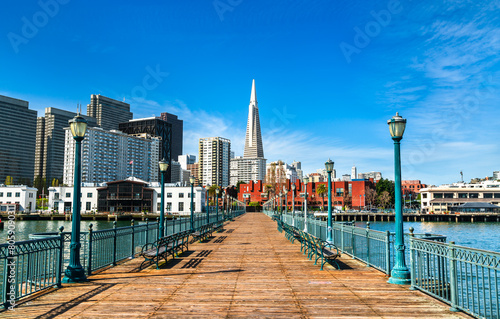 Skyline of San Francisco from Pier 7 at the Embarcadero - California, United States