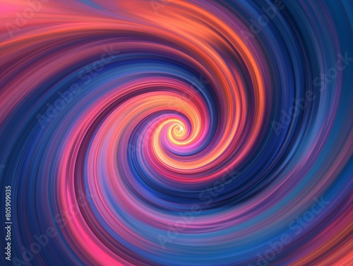 A mesmerizing spiral pattern in vibrant hues of blue  red and pink.