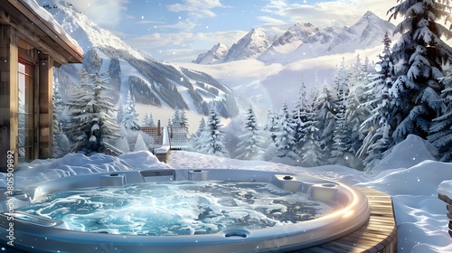 Mountain Ski Resort - Winter Spa by Forest - Snowy Landscape View photo
