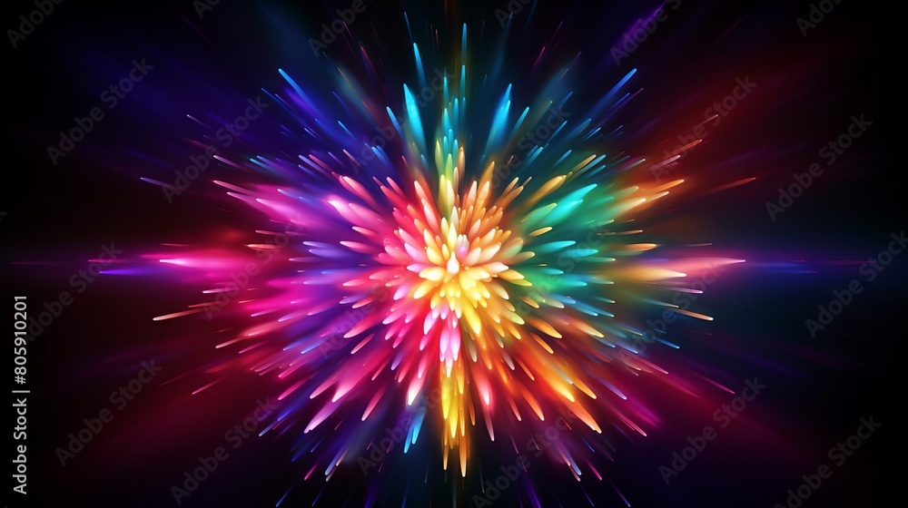 A beautiful and colorful explosion of light and color A beautiful and colorful explosion of light and color