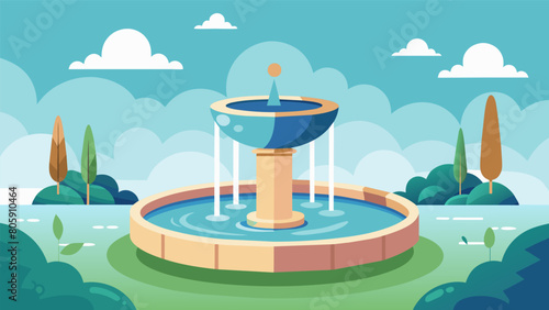 The cool refreshing waters of the Stoic Fountain inviting passersby to pause and reflect on the power of stoicism.. Vector illustration