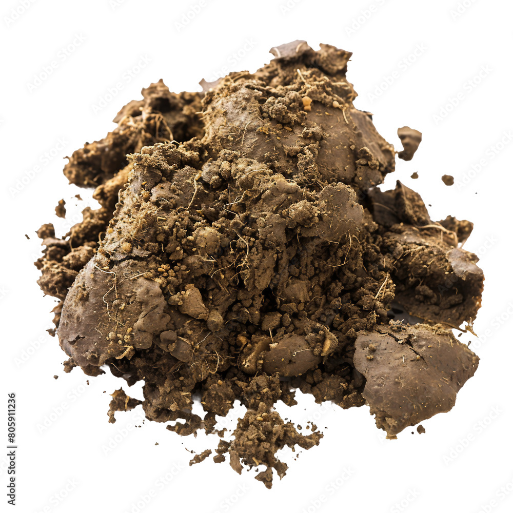 Cow dung, transparent background, isolated image, generative AI