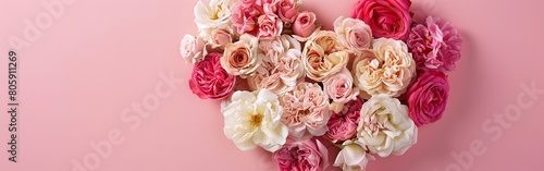 Blooming Heart of Pink and Cream Roses