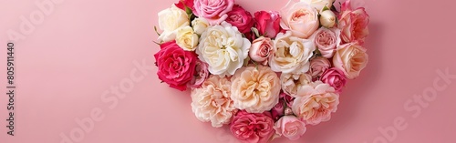 Blooming Heart of Pink and Cream Roses