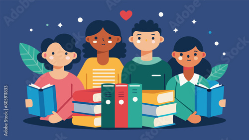 The members of the Secondhand Book Club were united by their love of literature regardless of the books previous owners.. Vector illustration