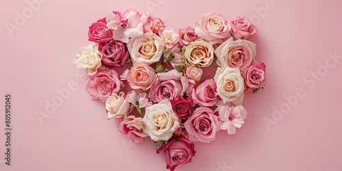 Blooming Heart of Pink and Cream Roses