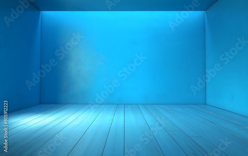 Minimalist Blue Interior with Bright Lighting