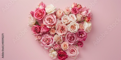 Blooming Heart of Pink and Cream Roses