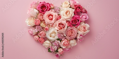 Blooming Heart of Pink and Cream Roses