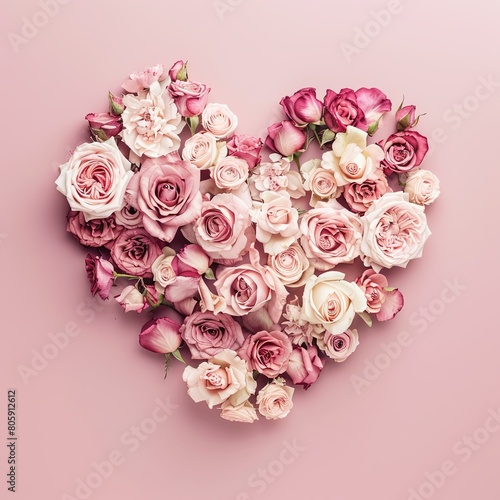 Blooming Heart of Pink and Cream Roses