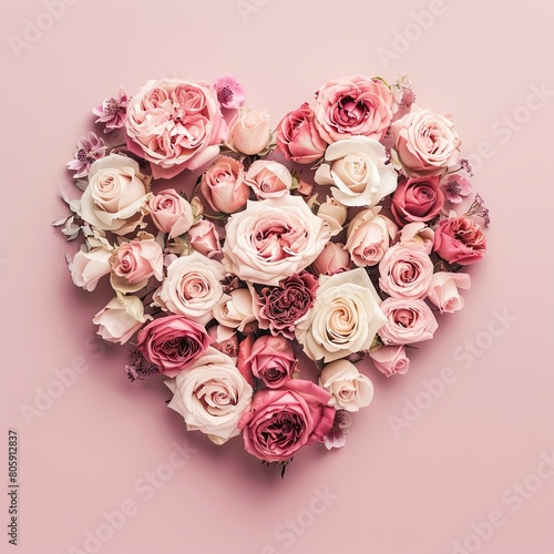 Blooming Heart of Pink and Cream Roses