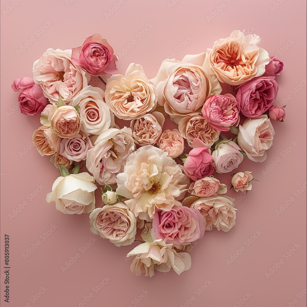Blooming Heart of Pink and Cream Roses Blooming Heart of Pink and Cream Roses