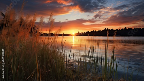 sunset over lake