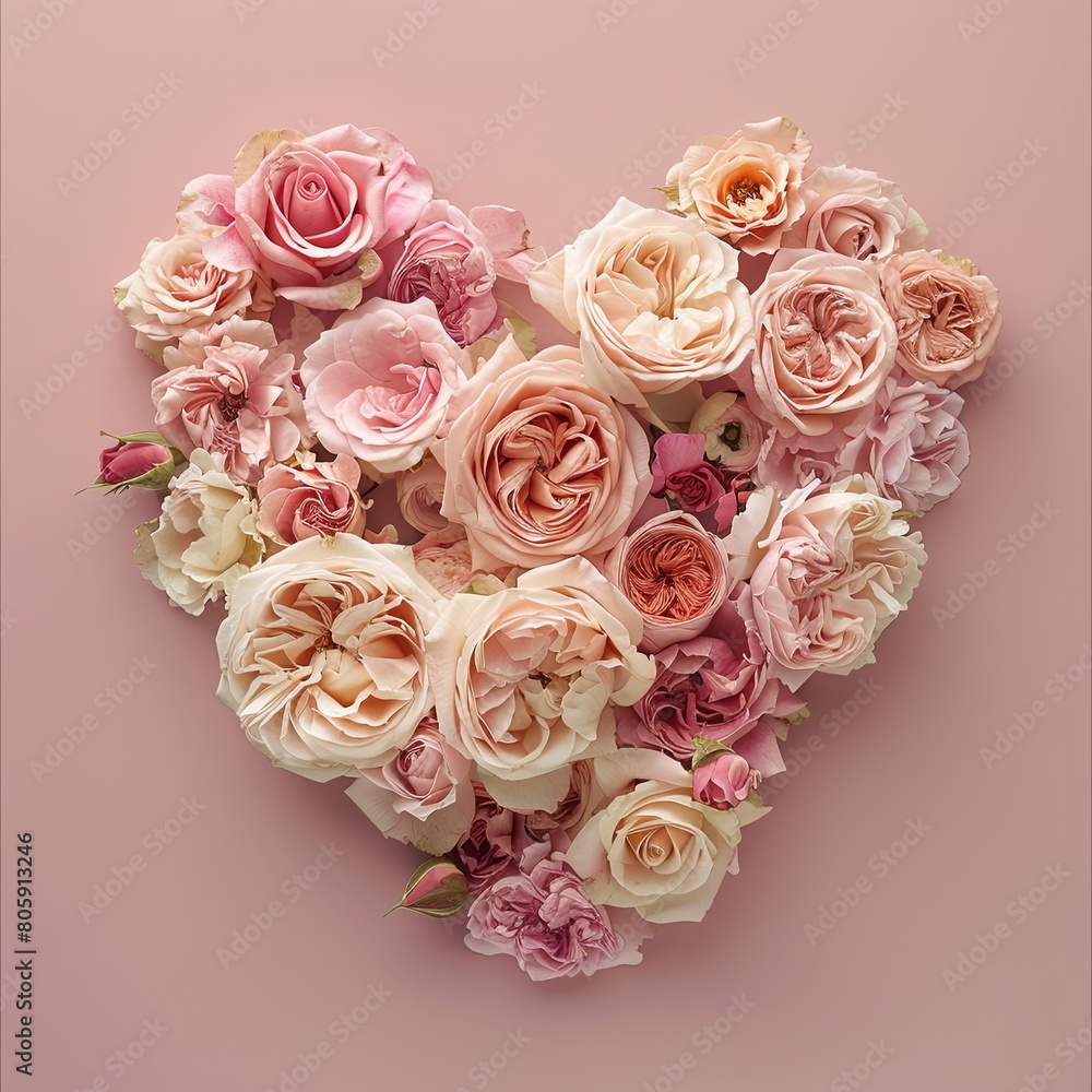 Blooming Heart of Pink and Cream Roses Blooming Heart of Pink and Cream Roses