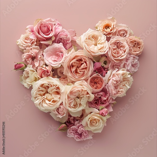Blooming Heart of Pink and Cream Roses