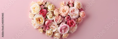 Blooming Heart of Pink and Cream Roses