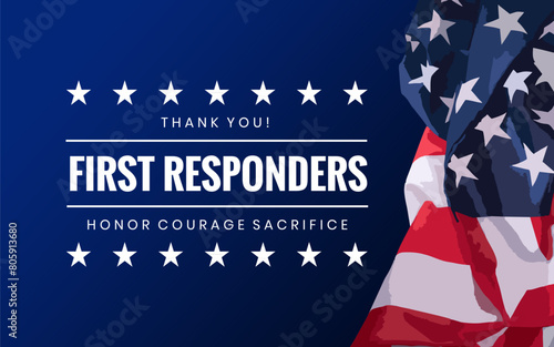 National First Responders Day Holiday concept. Template for background, banner, card, poster, t-shirt with text inscription