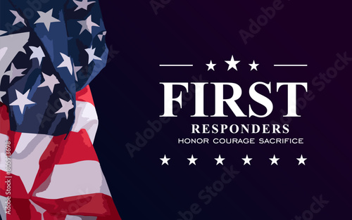 National First Responders Day Holiday concept. Template for background, banner, card, poster, t-shirt with text inscription
