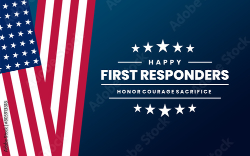 First Responders Day Holiday concept. Template for background, banner, card, poster, t-shirt with text inscription