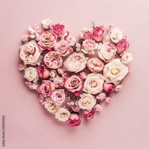 Blooming Heart of Pink and Cream Roses