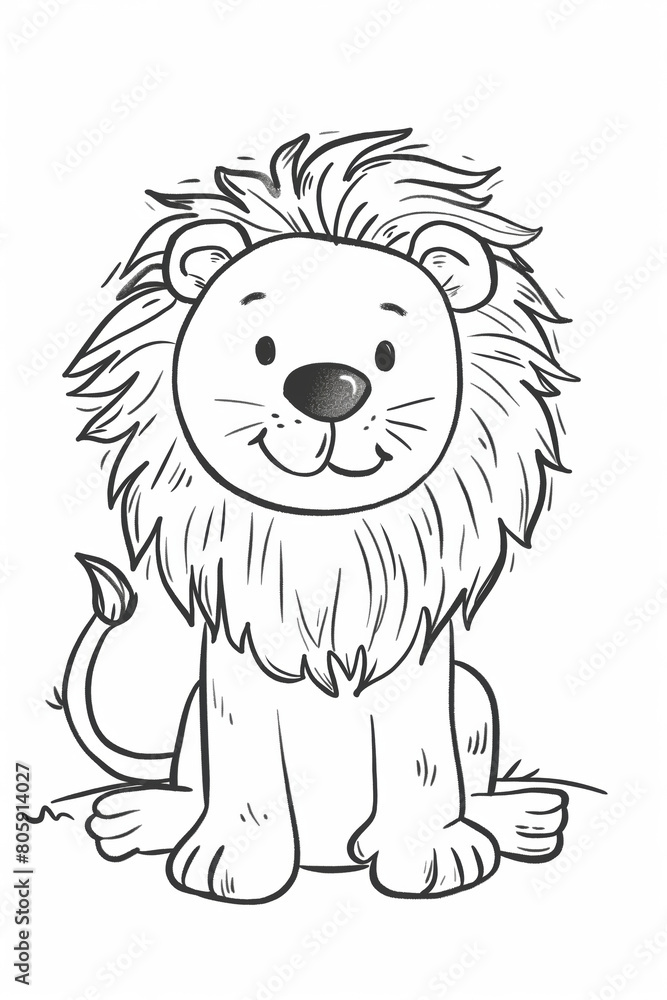 a black and white drawing of a lion sitting down. sketch. Generative AI a black and white drawing of a lion sitting down. sketch. Generative AI