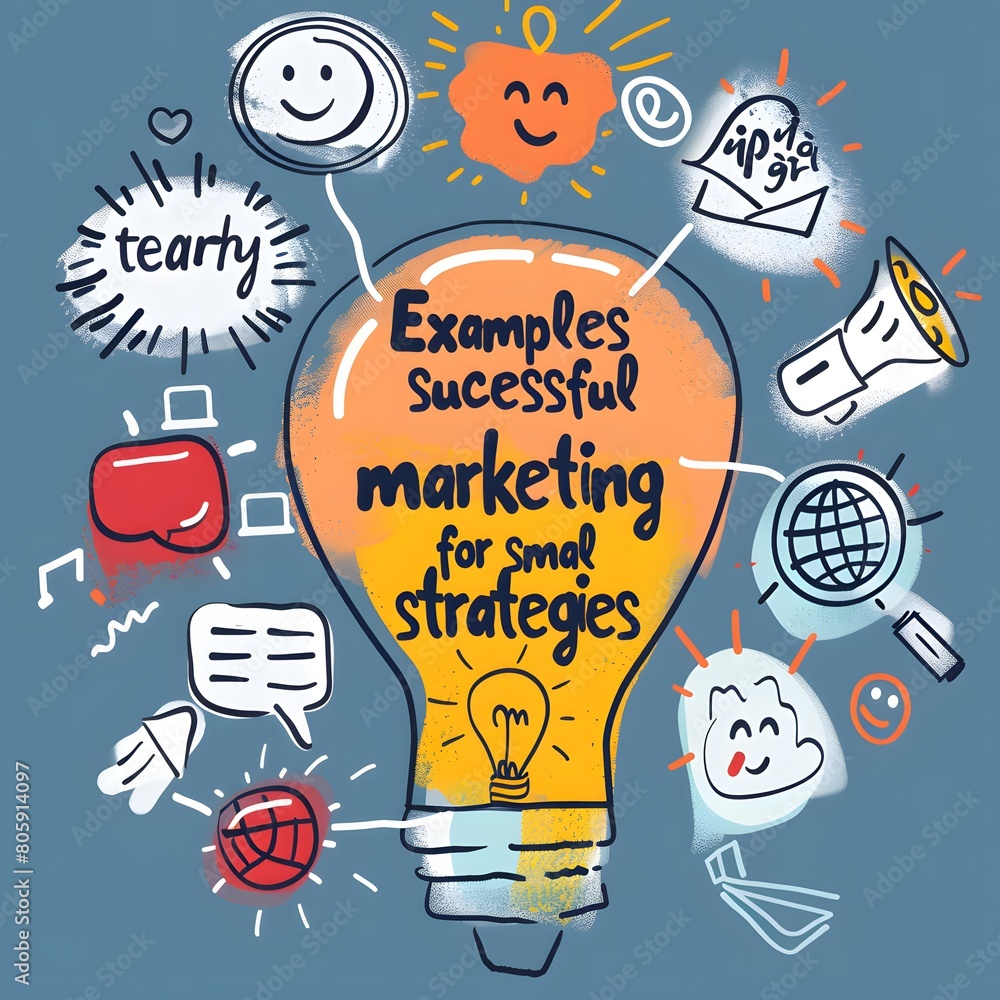 Creative Lightbulb with Marketing Strategy Elements Creative Lightbulb with Marketing Strategy Elements
