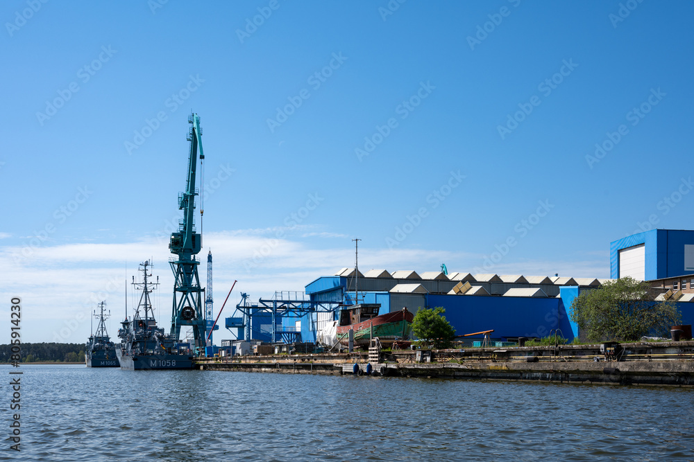 Fototapeta premium Hafen und Peenestrom in Wolgast Usedom