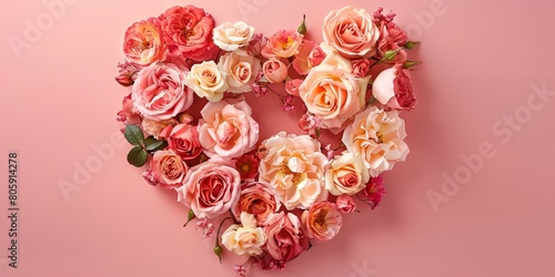 Blooming Heart of Pink and Cream Roses