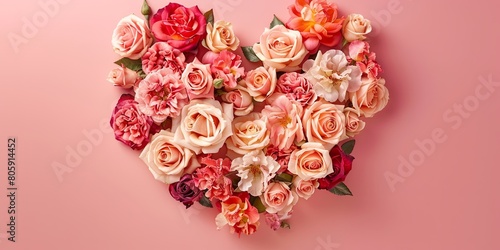 Blooming Heart of Pink and Cream Roses