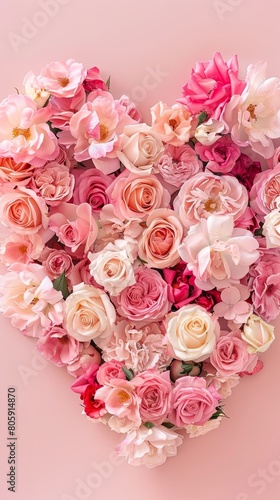 Blooming Heart of Pink and Cream Roses