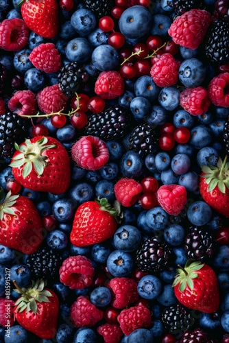 berry background from assorted berries 