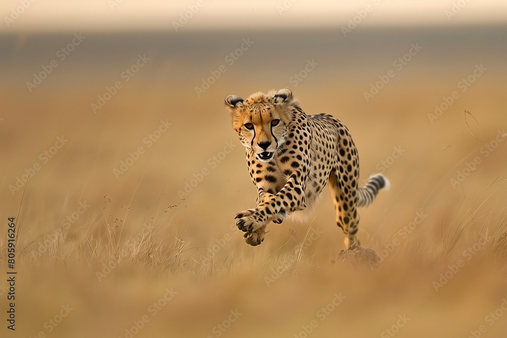 Naklejka premium Running cheetah in the savannah