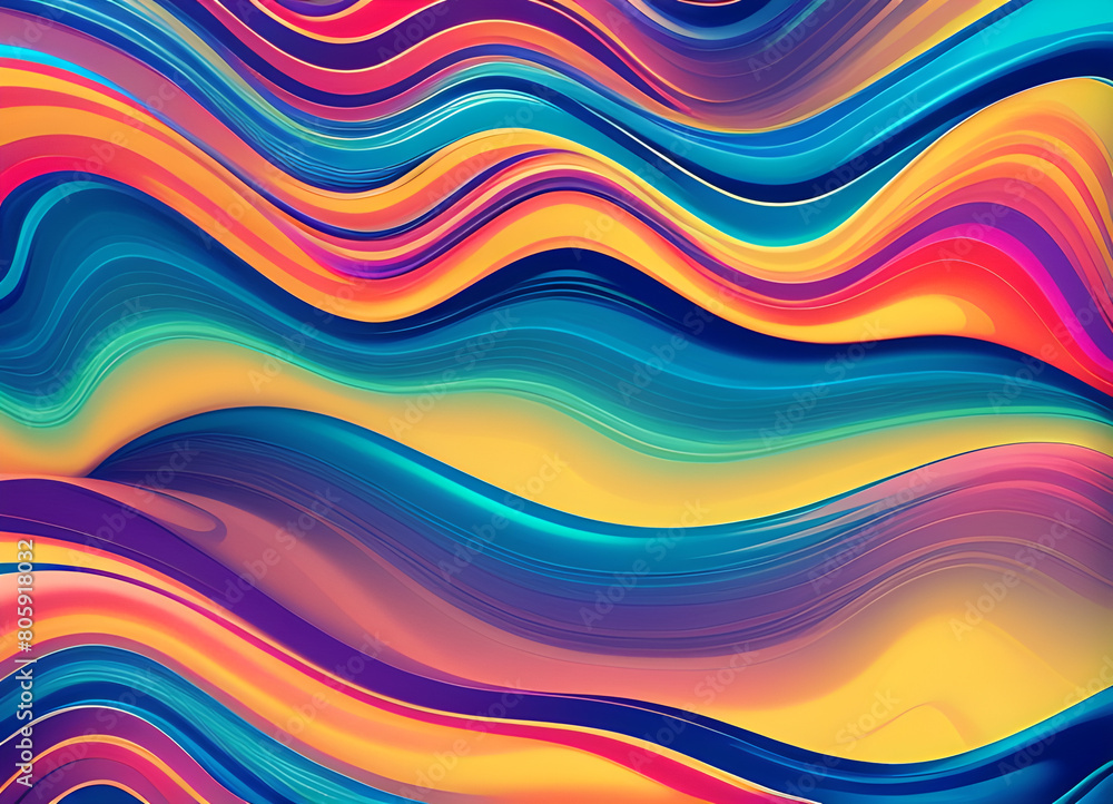 Fototapeta premium Colored background with a rainbow pattern,Bright stylish modern wave background in different colors,generative ai