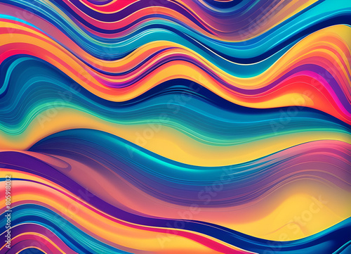 Colored background with a rainbow pattern Bright stylish modern wave background in different colors generative ai