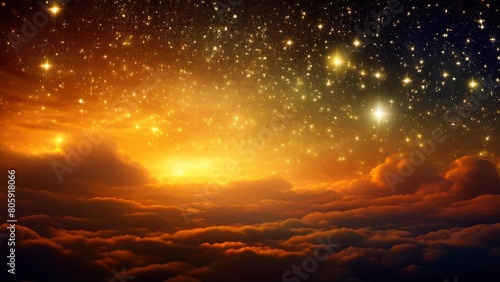 Fantasy night sky with clouds and stars. 3D illustration.