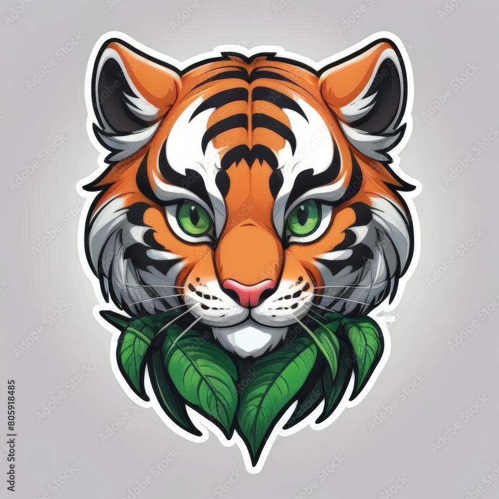 Obraz premium Cheerful Chibi Baby Tiger Logo Suitable for Logo Mascot
