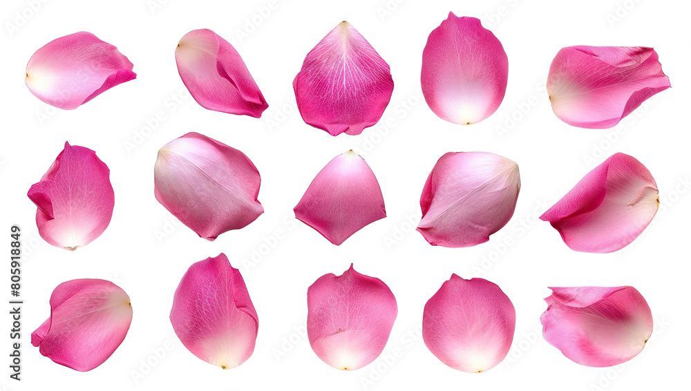 Set of pink rose petals, cut out