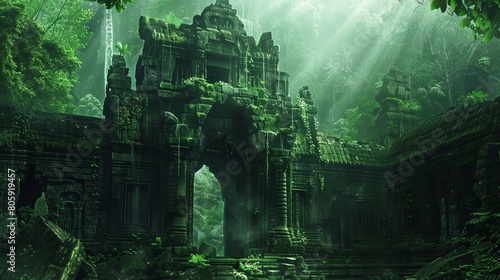 Ancient Ruins in a Verdant Jungle  The Whispers of Time Amidst Nature s Embrace