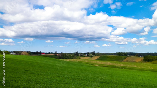 Green fields in Kashubia region - Northern Poland. © Jan