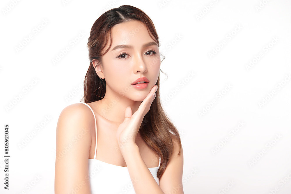 Beautiful young asian woman with clean fresh skin on white background, Face care, Facial treatment, Cosmetology, beauty and spa, Asian women portrait. Beautiful young asian woman with clean fresh skin on white background, Face care, Facial treatment, Cosmetology, beauty and spa, Asian women portrait.