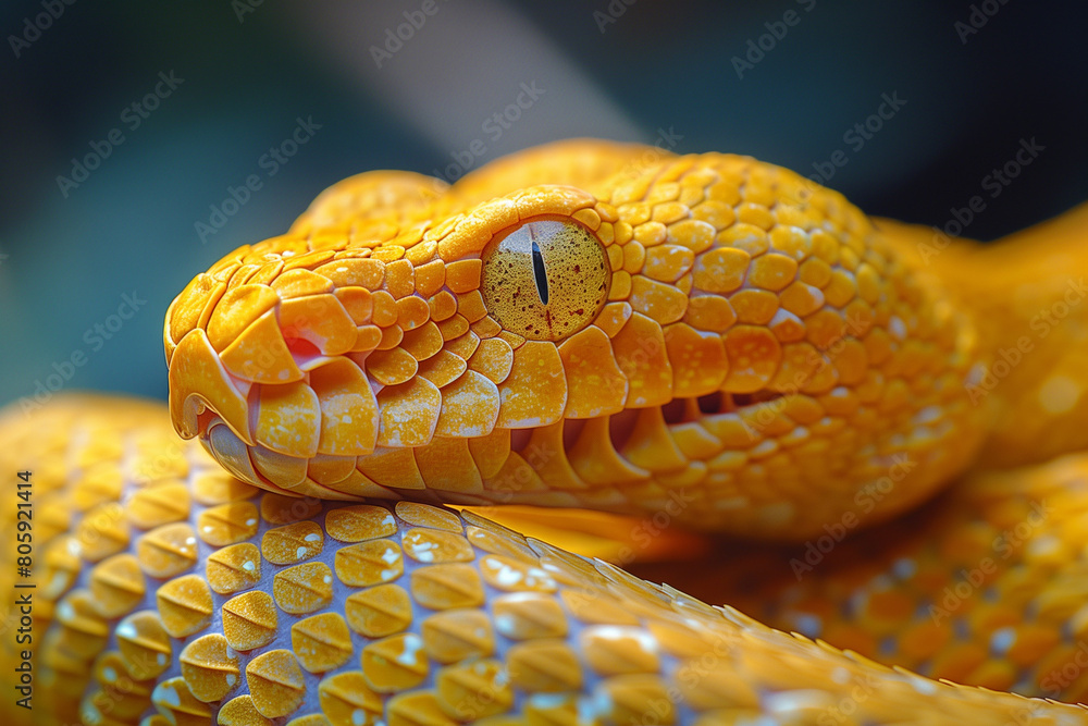 Obraz premium Detailed close-up of a yellow colored snake