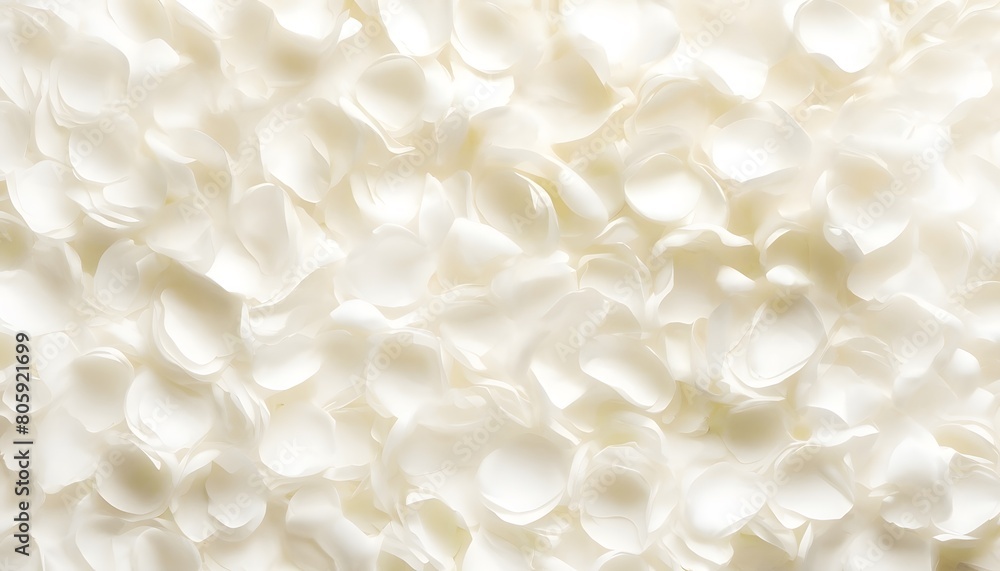 White rose petals scattered flat across the frame, nature texture. White rose petals scattered flat across the frame, nature texture.