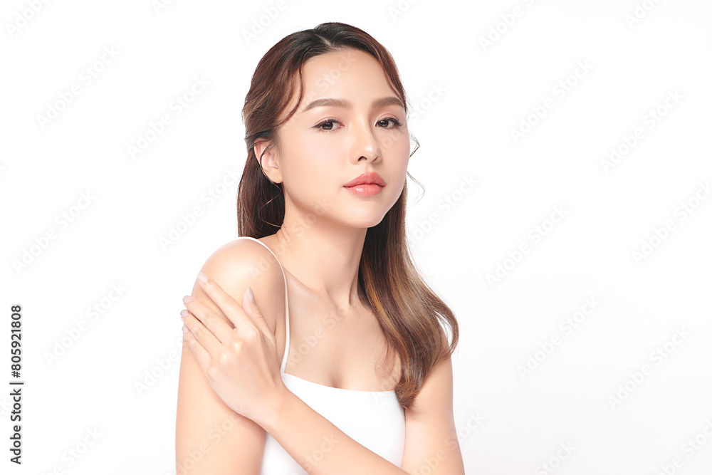 Beautiful young asian woman with clean fresh skin on white background, Face care, Facial treatment, Cosmetology, beauty and spa, Asian women portrait. Beautiful young asian woman with clean fresh skin on white background, Face care, Facial treatment, Cosmetology, beauty and spa, Asian women portrait.
