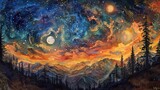 Celestial Tapestry: Starry Night over the Wilderness