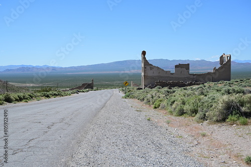 The abandoned Ghost Town of Rhyolite in Nevada.