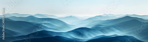 Misty mountain ranges constructed from digital brushstrokes in an abstract minimalist landscape design