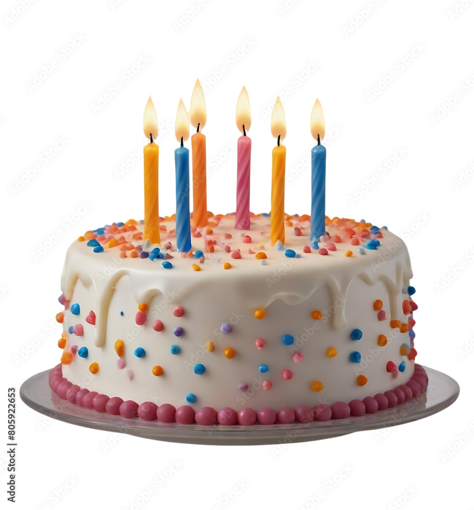 Happy birthday celebration cake on Isolated transparent white background Happy birthday celebration cake on Isolated transparent white background