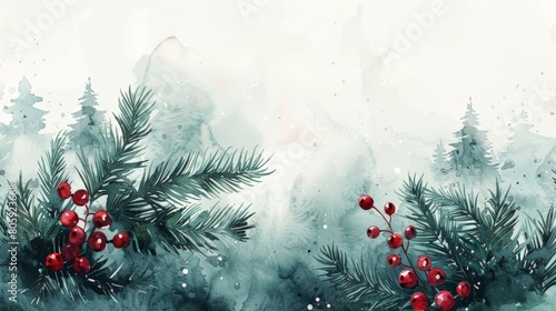 watercolor christmas frame background  photo