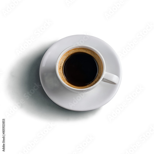 A cup of coffee with creamer, perfect beverage to start the day. Transparent background.