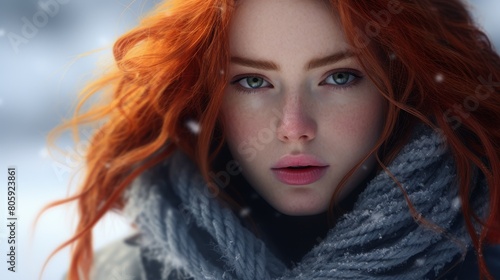 Captivating redhead in winter coat